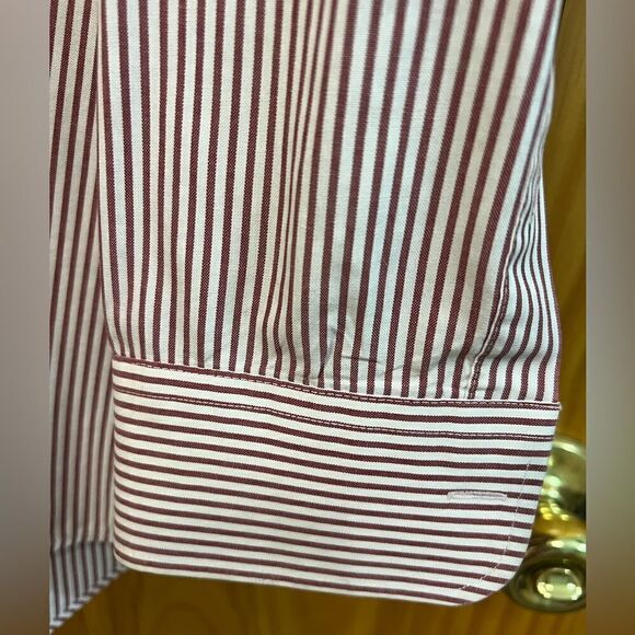 Geoffrey Beene red/white stripe button up shirt size 16 1/2 34/35 - Picture 2 of 7